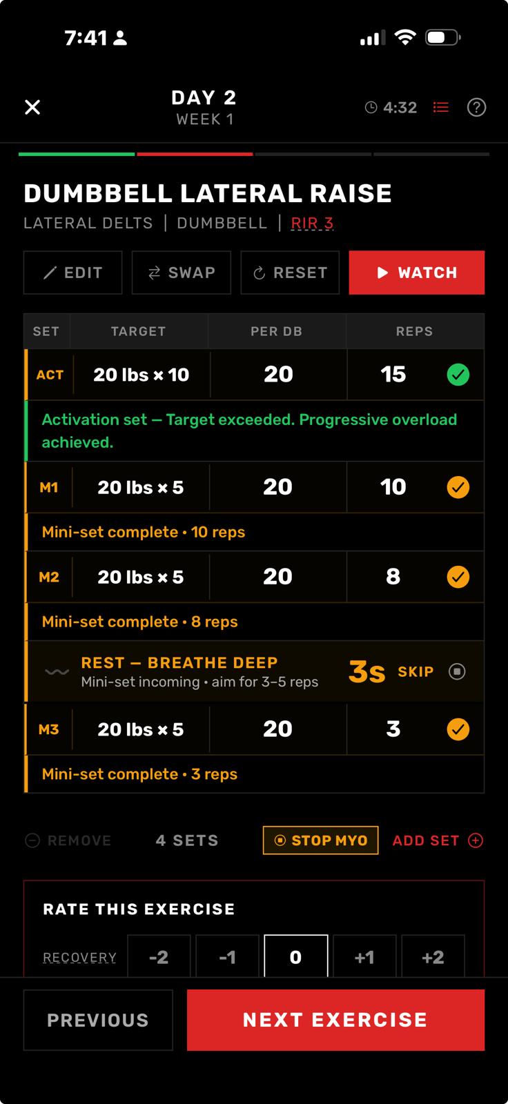 POWRLOG screenshot 4: Myo-reps, built in
